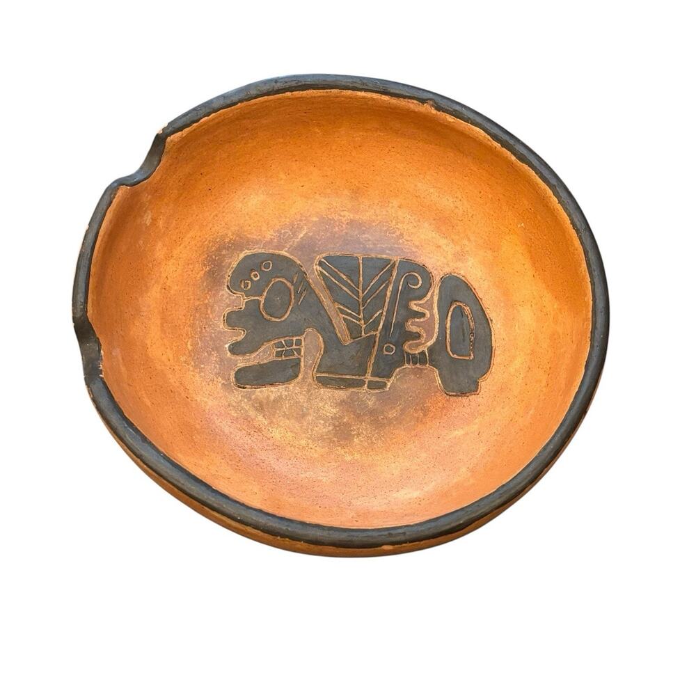 Vintage Mexican Terracotta Ashtray Artesania Cooperativa Animal Folk Art